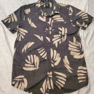 Mens Volcom Short Sleeve Shirt / Size M / Grey and White